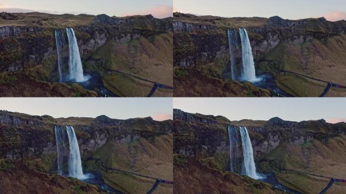 塞里雅兰瀑布，冰岛的瀑布，壮观的瀑布