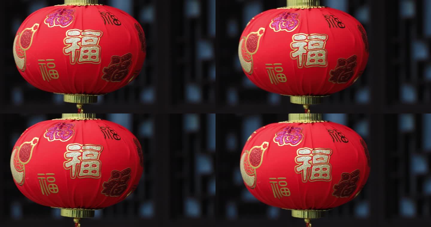 喜庆的中式红灯笼特写