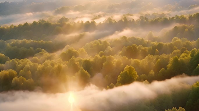森林光影云雾清晨山间云雾大自然合集