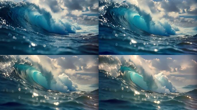 大海海浪慢动作镜头