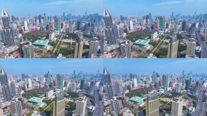 上海人民广场航拍延时黄浦区城市风景风光素