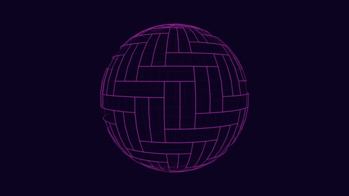 三维球体上的紫色几何网格图案