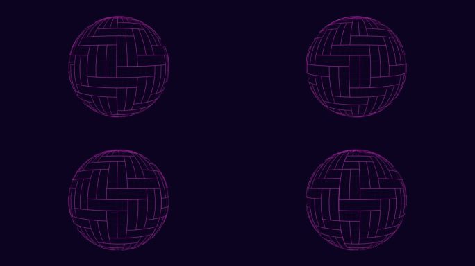 三维球体上的紫色几何网格图案
