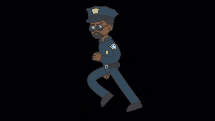留着胡子的黑人男警察跑了