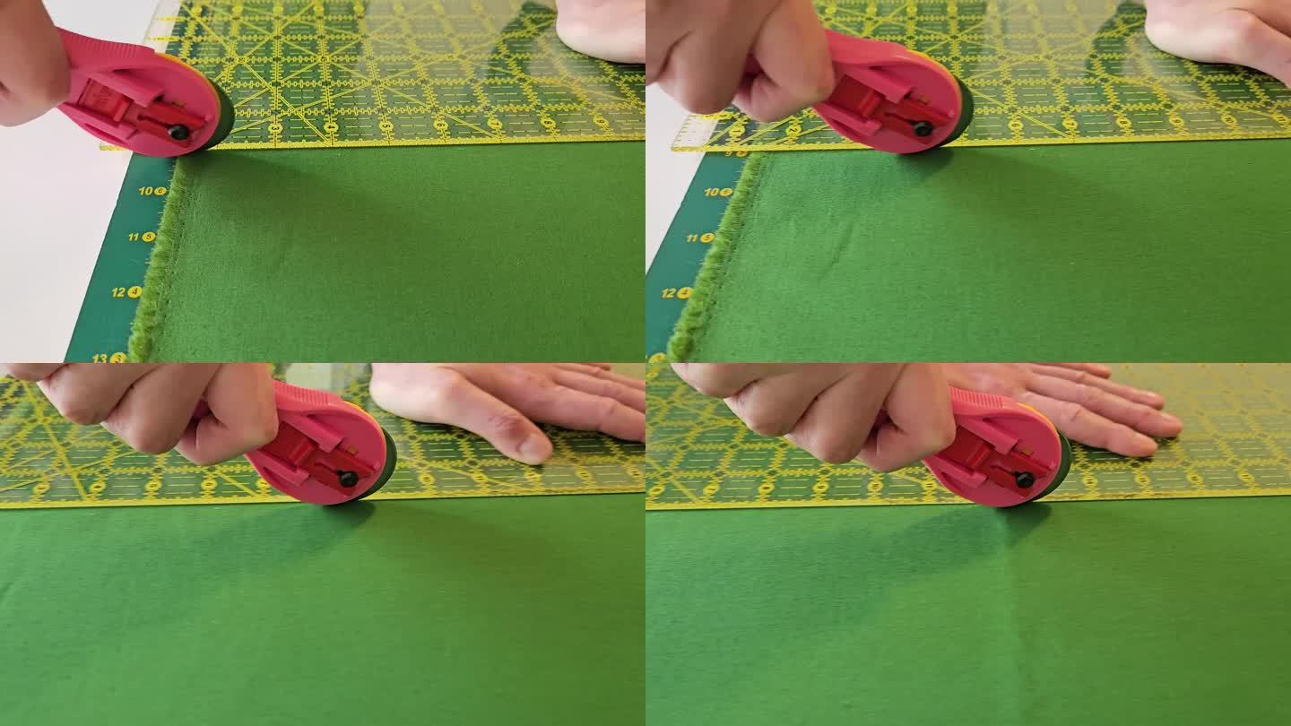 拼布被的制作过程-裁块-拖景。