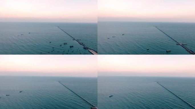 航拍的Phan Ri海滩，平顺省，越南反对天空在一个美丽的日落，无人机飞行向前-股票视频