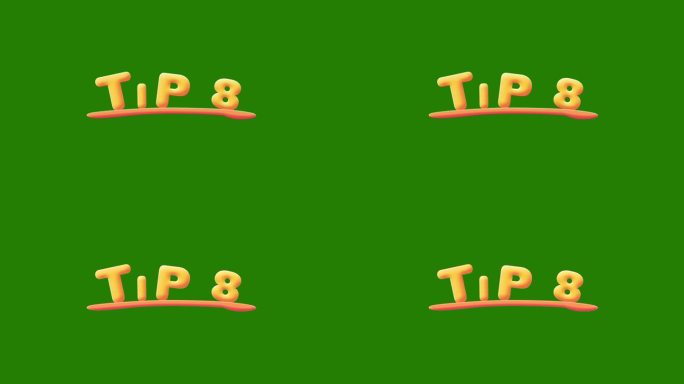 提示8摇摇欲坠的金色文本动画弹出效果在绿色屏幕-色度键