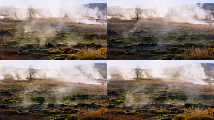 地球上的火星景观，冰岛冒烟的喷气孔，地热能，火山和构造活动，位于黄金圈的著名地标，热河