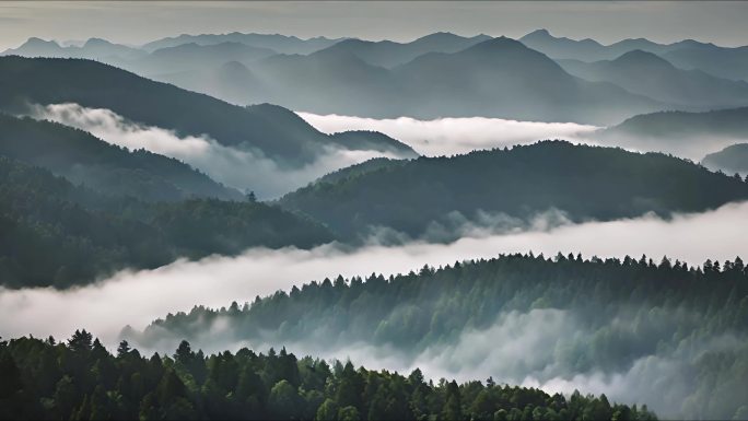 大山云雾缭绕 天然氧吧