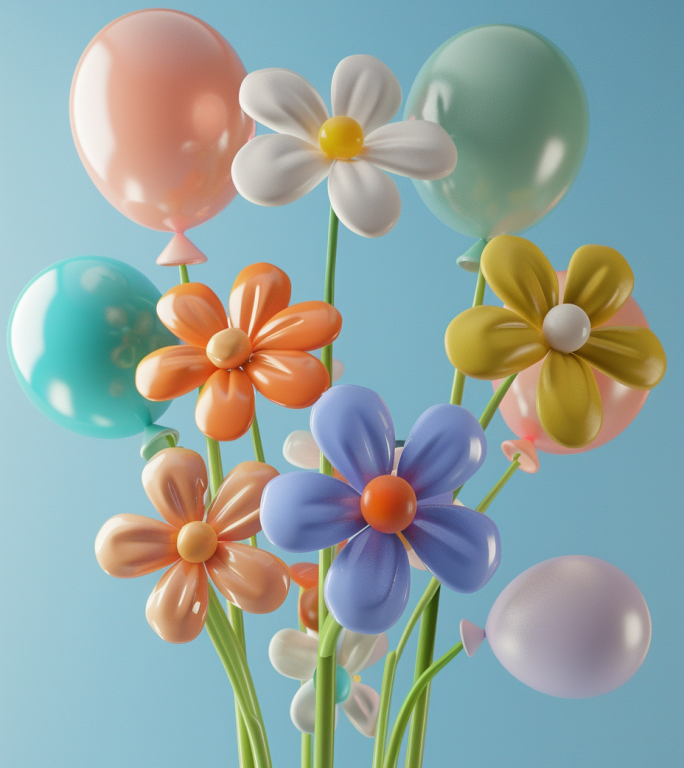 膨胀风气球花朵/超现实气球花互动装置