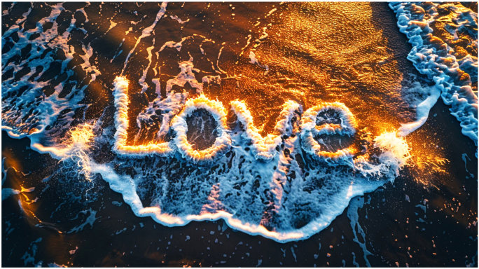 世界海洋日 创意爱心浪花 love