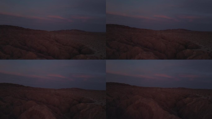 黄昏时槽峡谷下降的航拍画面