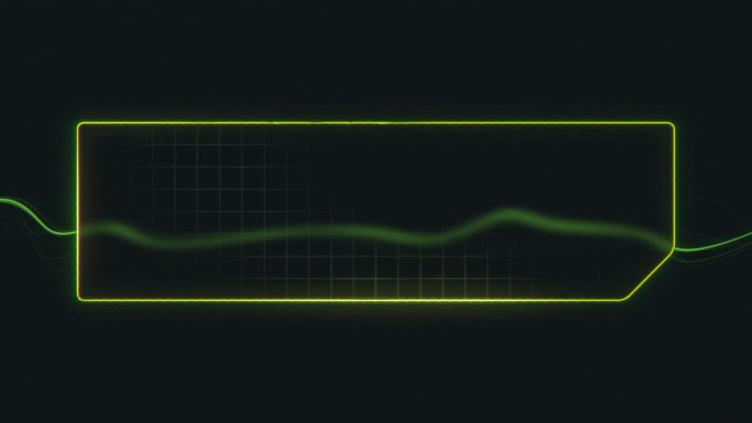 未来的霓虹绿色波形在黑色背景的数字显示功率或电压表