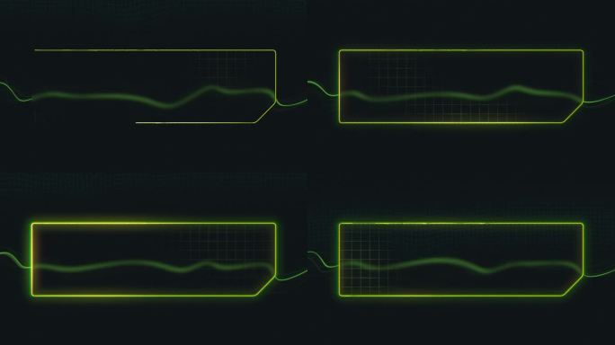 未来的霓虹绿色波形在黑色背景的数字显示功率或电压表