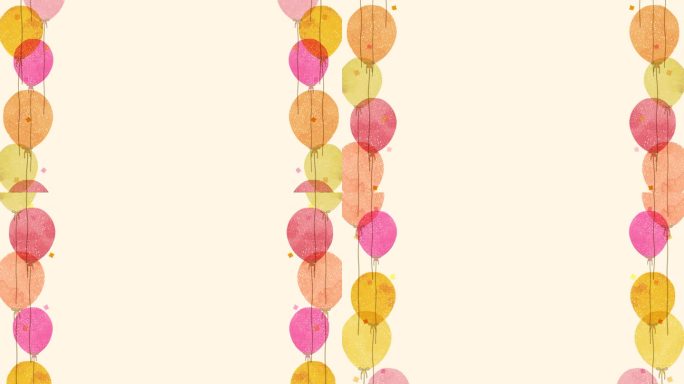 手绘气球和彩纸装饰(16秒循环)粉红色