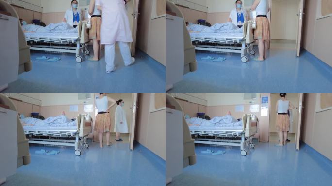 医院病房病人和医生护士交流视频素材