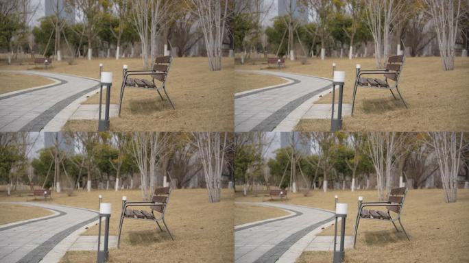 空镜 孤独 公园 长椅