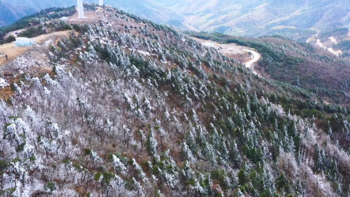 台州黄岩大寺基，雾凇航拍