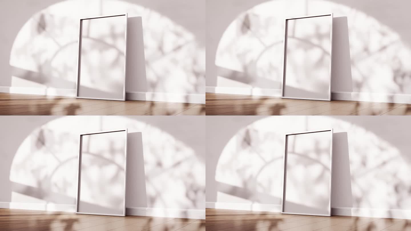 照片框架在白色的内部与动画阴影覆盖