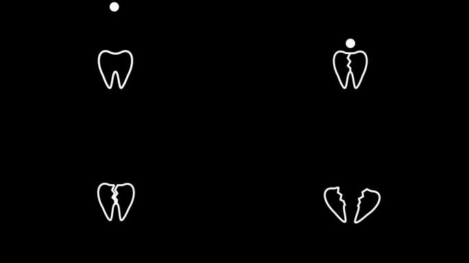 一个牙齿损伤和断裂的动画概念