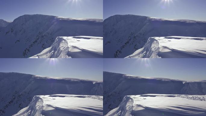 在美丽的阳光明媚的日子里，饱览白雪皑皑的冬季阿尔卑斯山脉全景