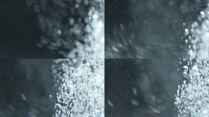 宏观自然雪白的水肺气泡漂浮在中性的背景。摘要股票视频