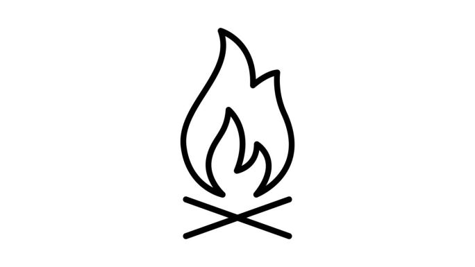 篝火动画轮廓图标与alpha通道。营火4k视频动画的网页，移动和UI设计