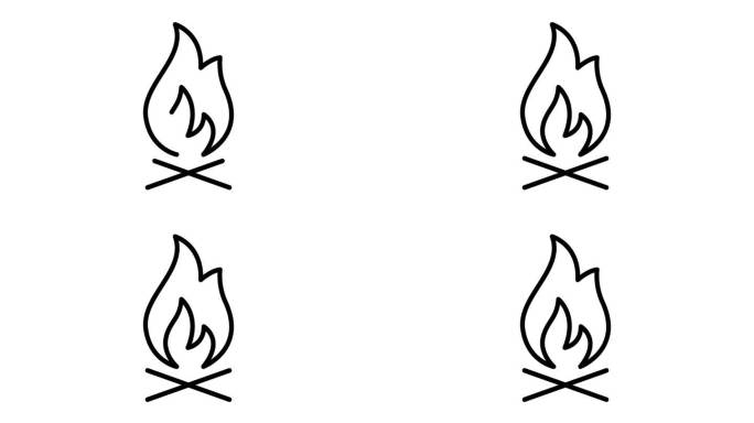 篝火动画轮廓图标与alpha通道。营火4k视频动画的网页，移动和UI设计