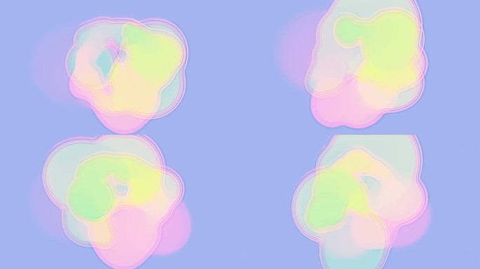 数字循环动画与一个重复的对称图案的风格化的形状与蓝色和紫色的阴影，创造一个万花筒的效果。3d渲染4K