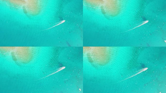 在克罗地亚伊斯特拉省的波雷茨，无人驾驶飞机在地中海上拍摄到海鸥在空中对抗船只