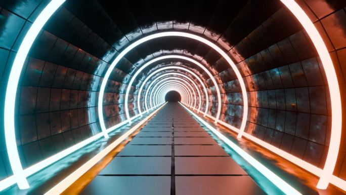 霓虹灯科幻隧道循环3D动画