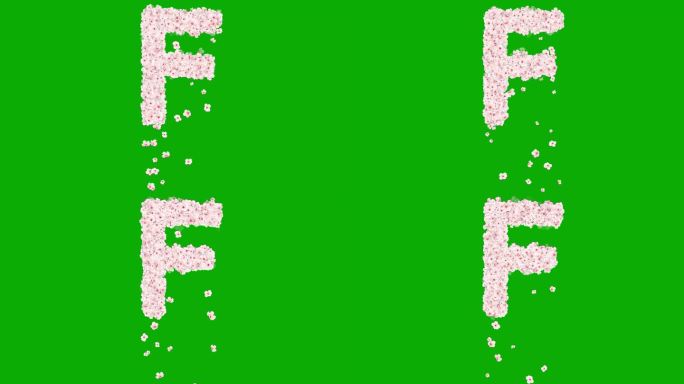 英文字母F与樱花绿色屏幕背景