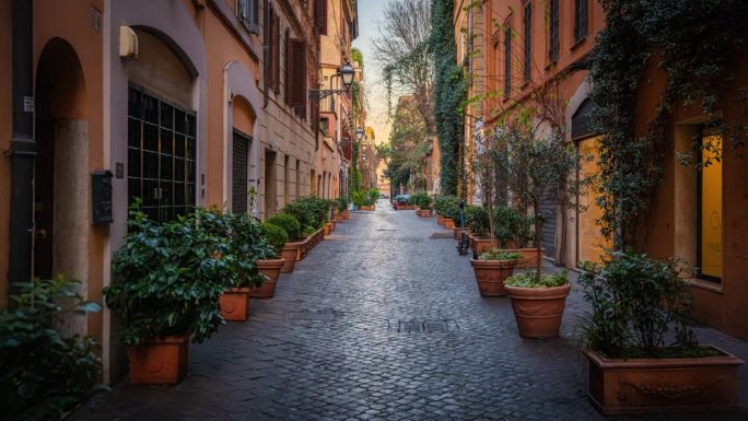 意大利罗马的老城街道