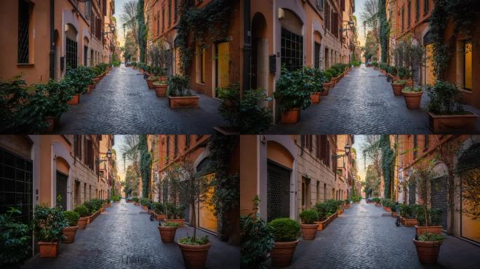 意大利罗马的老城街道