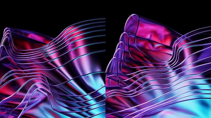 玻璃波在紫色抽象背景下搏动。