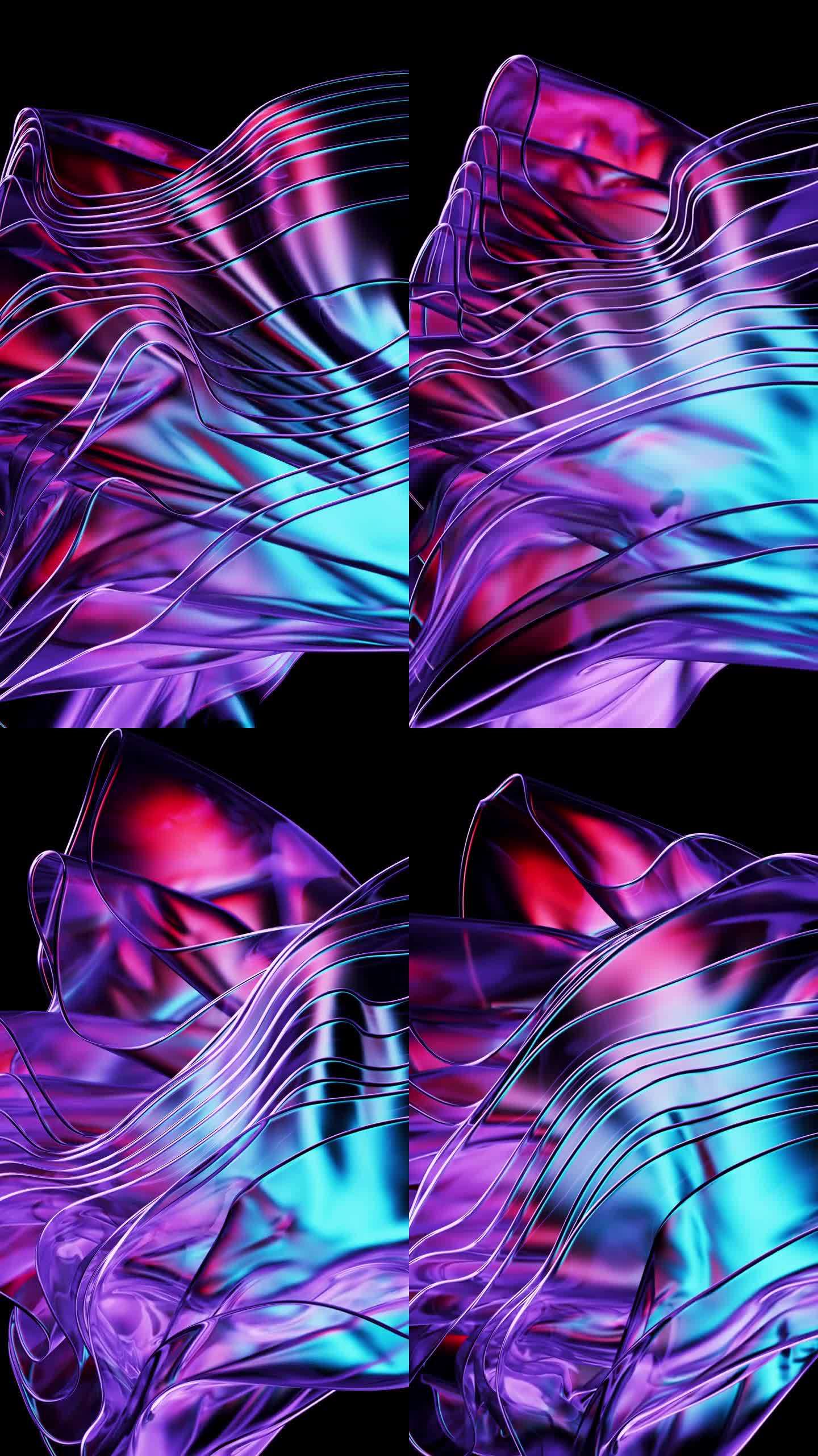 玻璃波在紫色抽象背景下搏动。