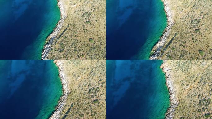 泰纳雷角的边缘在地中海上的欧洲，希腊，伯罗奔尼撒，马尼在夏天阳光明媚的一天。