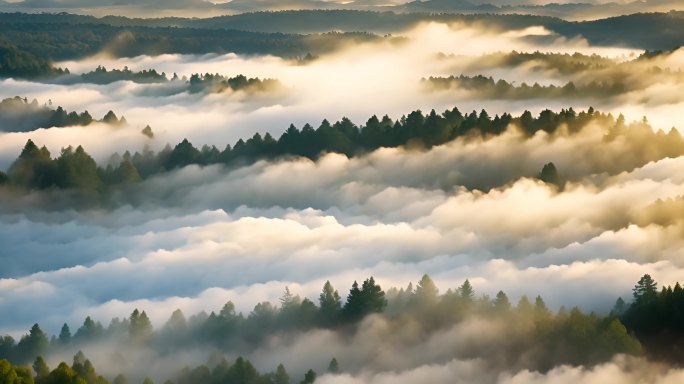 AI素材森林云雾天然氧吧山间云雾大自然