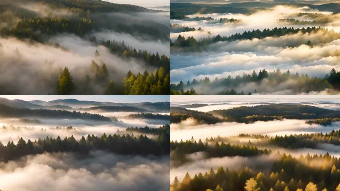 AI素材森林云雾天然氧吧山间云雾大自然