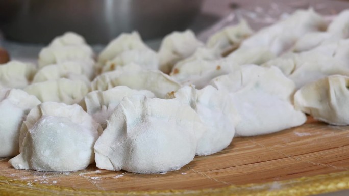 Making traditional Chinese dumplings,Close up of r