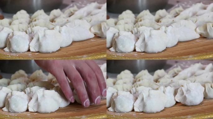 Making traditional Chinese dumplings,Close up of r