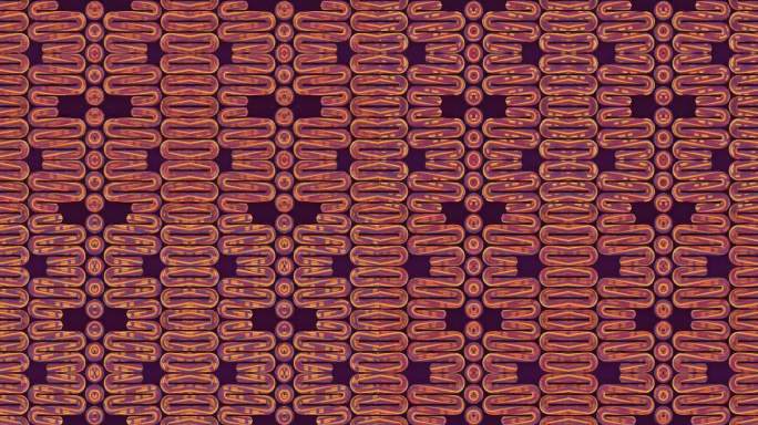 数字循环动画与重复波浪图案的一些相互关联的抽象人物在橙色和紫色的颜色。3d渲染4K