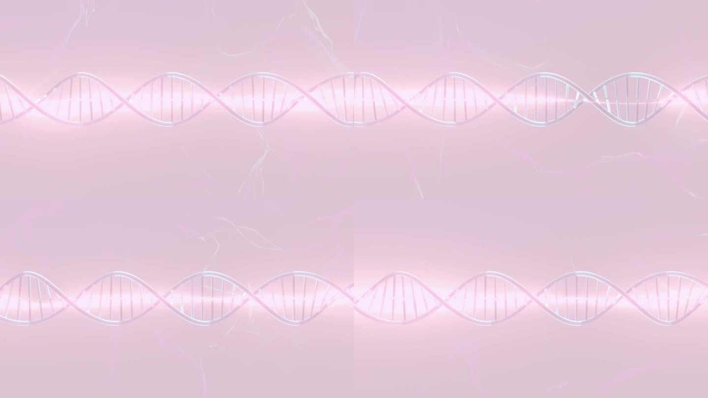 DNA分子呈粉红色。可用于教育、科学或化妆品行业背景。元素动画无缝循环。