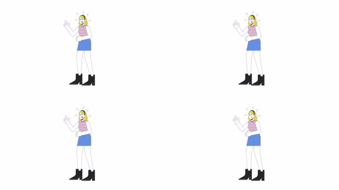 白种人女人吵架线2D人物动画