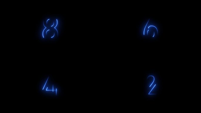 闪烁的霓虹灯倒计时计时器动画，0到10秒计时器动画。