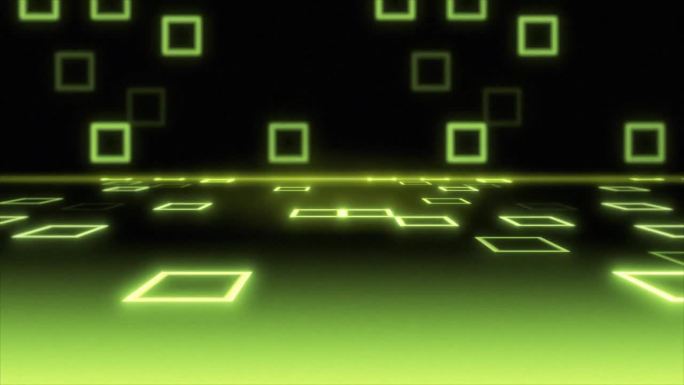 抽象绿色霓虹灯发光的广场灯，舞台视频背景4k。