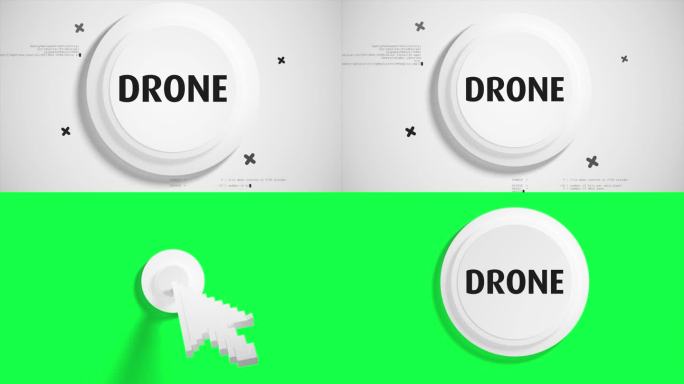 无人机文本动画与鼠标点击和绿色BG