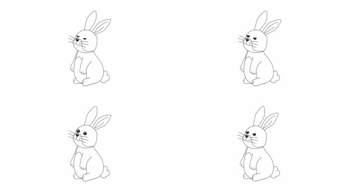 可爱可爱的兔子眨着眼睛，抬头看2D人物动画
