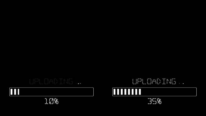 数字进度条动画。上传栏的白色破折号。4k垂直视频
