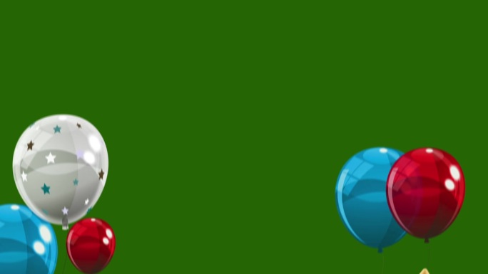 绿色屏幕上的彩色气球帧动画